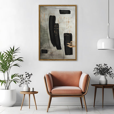 Canvas Wall Art Stretched Over Wooden Frame with Floating Frame and Rectangles Painting CV4212 - Al Rugaib Furniture