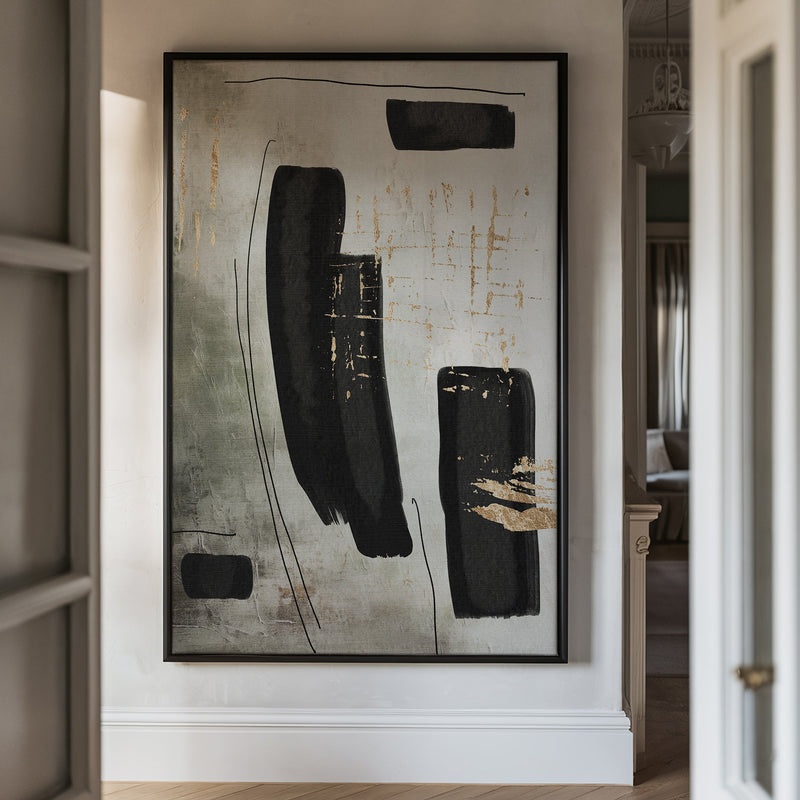 Canvas Wall Art Stretched Over Wooden Frame with Floating Frame and Rectangles Painting CV4212 - Al Rugaib Furniture