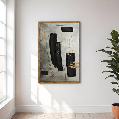 Canvas Wall Art Stretched Over Wooden Frame with Floating Frame and Rectangles Painting CV4212 - Al Rugaib Furniture