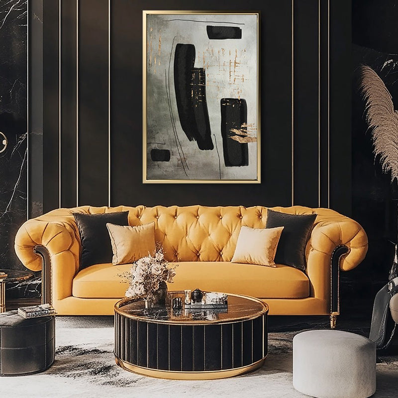 Canvas Wall Art Stretched Over Wooden Frame with Floating Frame and Rectangles Painting CV4212 - Al Rugaib Furniture