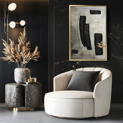 Canvas Wall Art Stretched Over Wooden Frame with Floating Frame and Rectangles Painting CV4212 - Al Rugaib Furniture