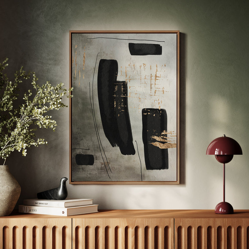 Canvas Wall Art Stretched Over Wooden Frame with Floating Frame and Rectangles Painting CV4212 - Al Rugaib Furniture