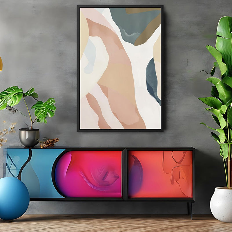 Canvas Wall Art Stretched Over Wooden Frame with Floating Frame and Road Abstract Painting CV4213 - Al Rugaib Furniture