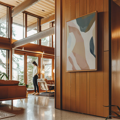 Canvas Wall Art Stretched Over Wooden Frame with Floating Frame and Road Abstract Painting CV4213 - Al Rugaib Furniture