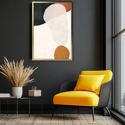 Canvas Wall Art Stretched Over Wooden Frame with Floating Frame and Rock Abstract Painting CV4214 - Al Rugaib Furniture