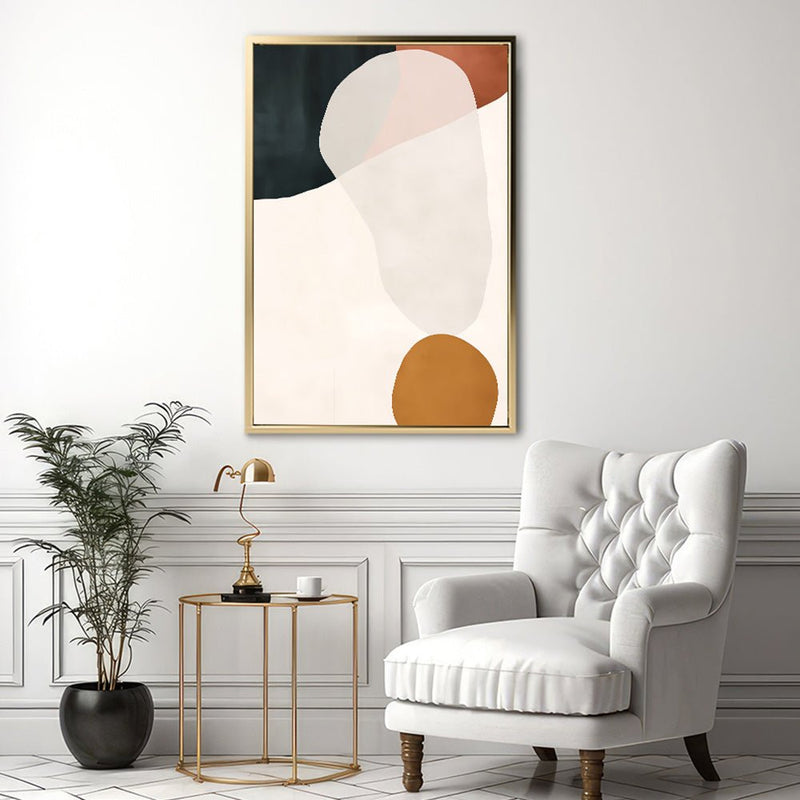 Canvas Wall Art Stretched Over Wooden Frame with Floating Frame and Rock Abstract Painting CV4214 - Al Rugaib Furniture