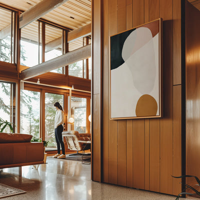 Canvas Wall Art Stretched Over Wooden Frame with Floating Frame and Rock Abstract Painting CV4214 - Al Rugaib Furniture