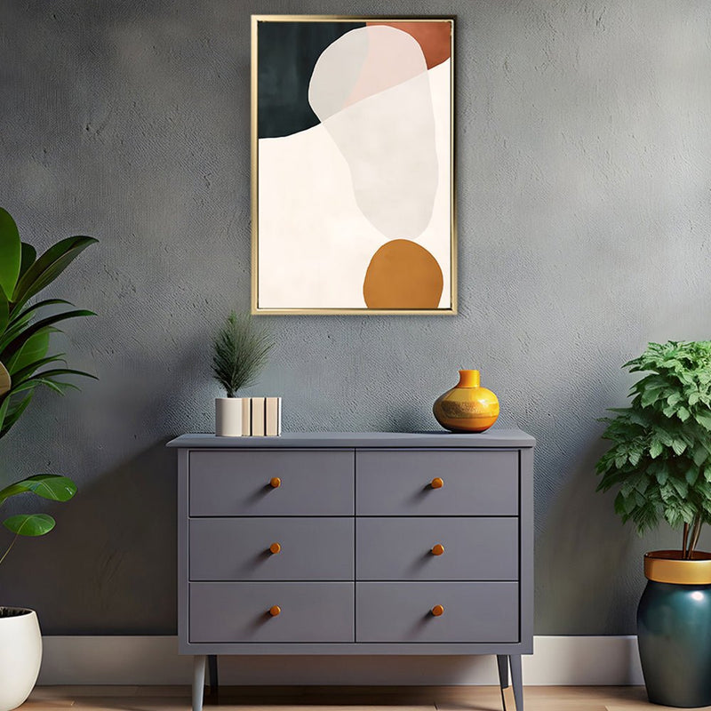 Canvas Wall Art Stretched Over Wooden Frame with Floating Frame and Rock Abstract Painting CV4214 - Al Rugaib Furniture