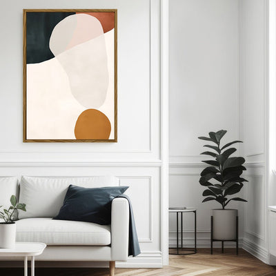 Canvas Wall Art Stretched Over Wooden Frame with Floating Frame and Rock Abstract Painting CV4214 - Al Rugaib Furniture