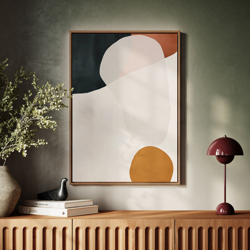 Canvas Wall Art Stretched Over Wooden Frame with Floating Frame and Rock Abstract Painting CV4214 - Al Rugaib Furniture