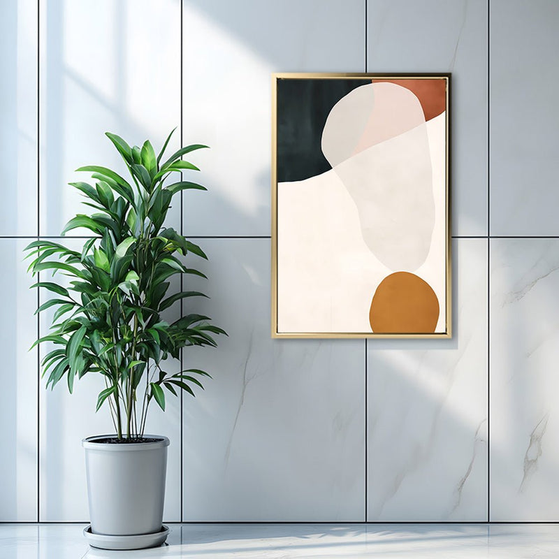 Canvas Wall Art Stretched Over Wooden Frame with Floating Frame and Rock Abstract Painting CV4214 - Al Rugaib Furniture