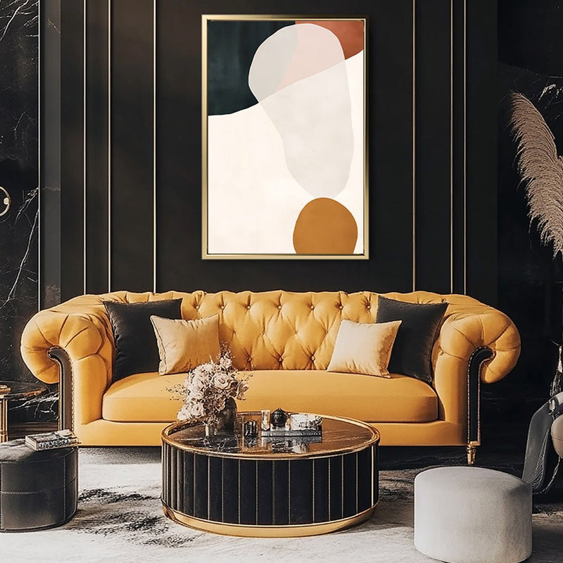 Canvas Wall Art Stretched Over Wooden Frame with Floating Frame and Rock Abstract Painting CV4214 - Al Rugaib Furniture