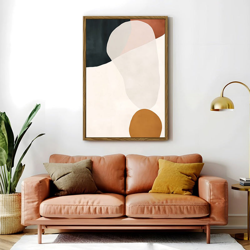 Canvas Wall Art Stretched Over Wooden Frame with Floating Frame and Rock Abstract Painting CV4214 - Al Rugaib Furniture