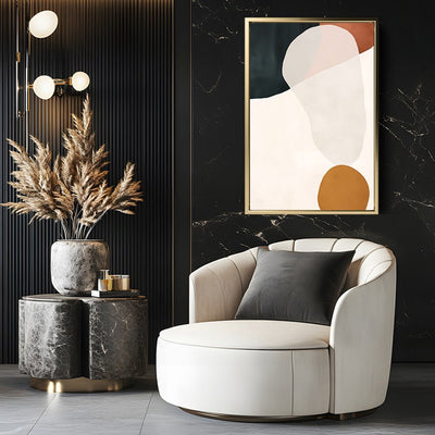 Canvas Wall Art Stretched Over Wooden Frame with Floating Frame and Rock Abstract Painting CV4214 - Al Rugaib Furniture