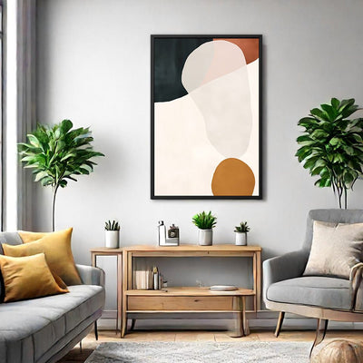 Canvas Wall Art Stretched Over Wooden Frame with Floating Frame and Rock Abstract Painting CV4214 - Al Rugaib Furniture
