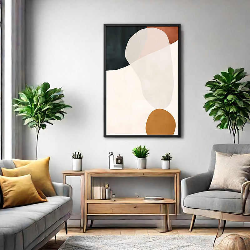Canvas Wall Art Stretched Over Wooden Frame with Floating Frame and Rock Abstract Painting CV4214 - Al Rugaib Furniture