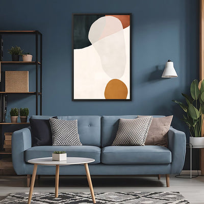 Canvas Wall Art Stretched Over Wooden Frame with Floating Frame and Rock Abstract Painting CV4214 - Al Rugaib Furniture