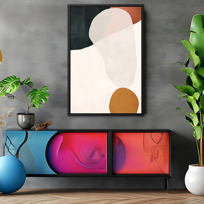 Canvas Wall Art Stretched Over Wooden Frame with Floating Frame and Rock Abstract Painting CV4214 - Al Rugaib Furniture