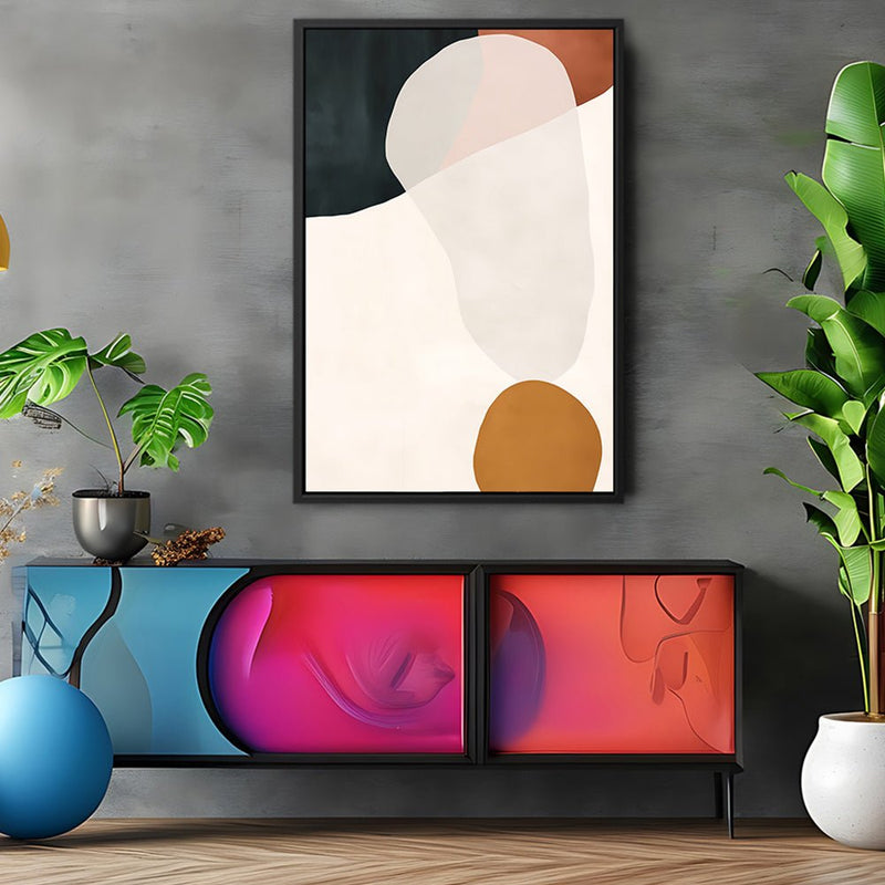 Canvas Wall Art Stretched Over Wooden Frame with Floating Frame and Rock Abstract Painting CV4214 - Al Rugaib Furniture