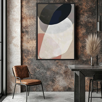 Canvas Wall Art Stretched Over Wooden Frame with Floating Frame and Rocks Abstract Painting CV4215 - Al Rugaib Furniture