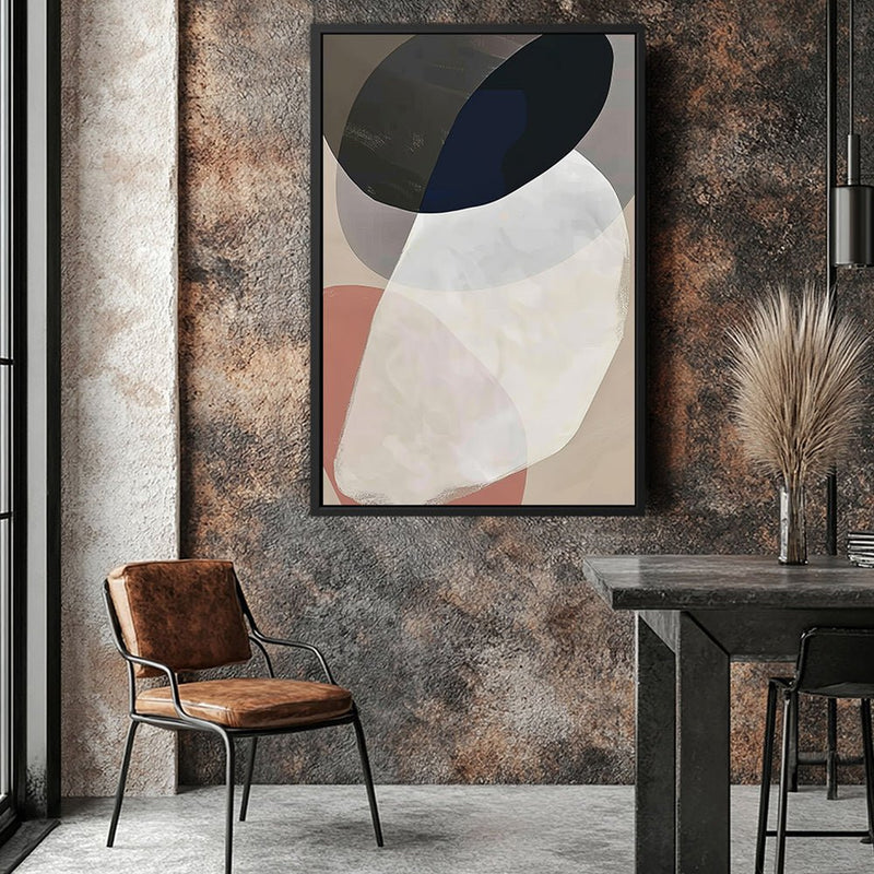 Canvas Wall Art Stretched Over Wooden Frame with Floating Frame and Rocks Abstract Painting CV4215 - Al Rugaib Furniture