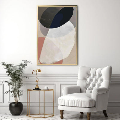 Canvas Wall Art Stretched Over Wooden Frame with Floating Frame and Rocks Abstract Painting CV4215 - Al Rugaib Furniture