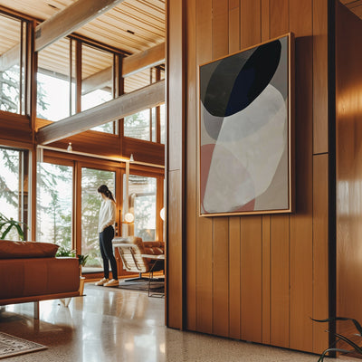 Canvas Wall Art Stretched Over Wooden Frame with Floating Frame and Rocks Abstract Painting CV4215 - Al Rugaib Furniture