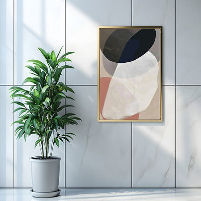 Canvas Wall Art Stretched Over Wooden Frame with Floating Frame and Rocks Abstract Painting CV4215 - Al Rugaib Furniture