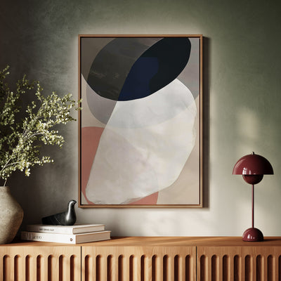 Canvas Wall Art Stretched Over Wooden Frame with Floating Frame and Rocks Abstract Painting CV4215 - Al Rugaib Furniture