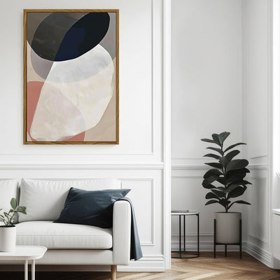 Canvas Wall Art Stretched Over Wooden Frame with Floating Frame and Rocks Abstract Painting CV4215 - Al Rugaib Furniture