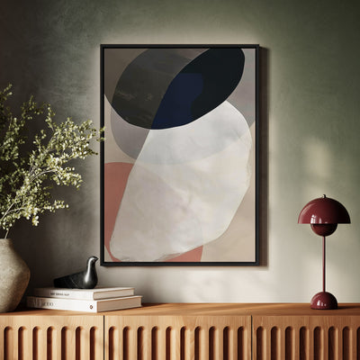 Canvas Wall Art Stretched Over Wooden Frame with Floating Frame and Rocks Abstract Painting CV4215 - Al Rugaib Furniture