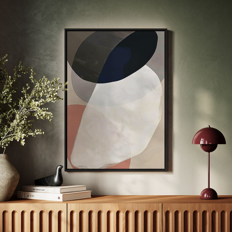 Canvas Wall Art Stretched Over Wooden Frame with Floating Frame and Rocks Abstract Painting CV4215 - Al Rugaib Furniture