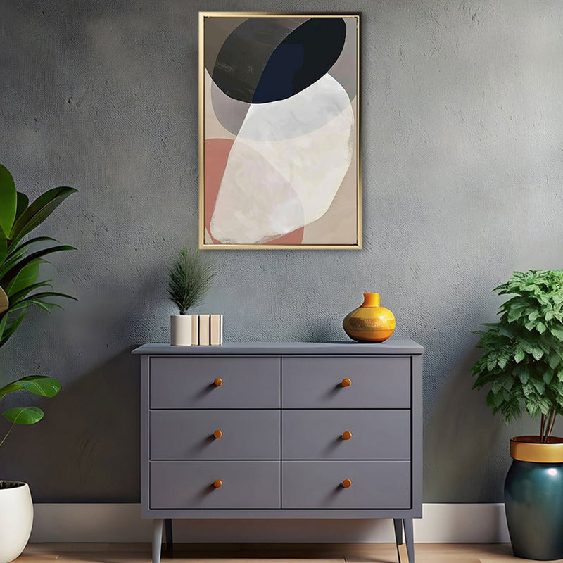 Canvas Wall Art Stretched Over Wooden Frame with Floating Frame and Rocks Abstract Painting CV4215 - Al Rugaib Furniture