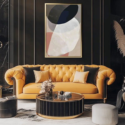 Canvas Wall Art Stretched Over Wooden Frame with Floating Frame and Rocks Abstract Painting CV4215 - Al Rugaib Furniture