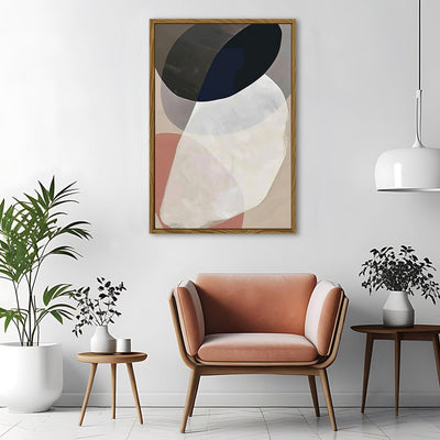 Canvas Wall Art Stretched Over Wooden Frame with Floating Frame and Rocks Abstract Painting CV4215 - Al Rugaib Furniture