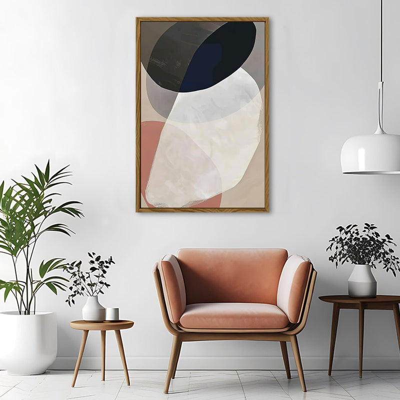 Canvas Wall Art Stretched Over Wooden Frame with Floating Frame and Rocks Abstract Painting CV4215 - Al Rugaib Furniture