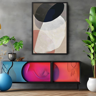 Canvas Wall Art Stretched Over Wooden Frame with Floating Frame and Rocks Abstract Painting CV4215 - Al Rugaib Furniture
