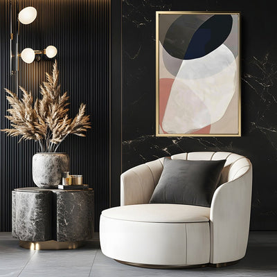 Canvas Wall Art Stretched Over Wooden Frame with Floating Frame and Rocks Abstract Painting CV4215 - Al Rugaib Furniture