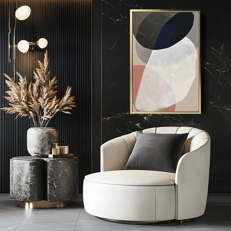 Canvas Wall Art Stretched Over Wooden Frame with Floating Frame and Rocks Abstract Painting CV4215 - Al Rugaib Furniture