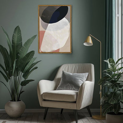 Canvas Wall Art Stretched Over Wooden Frame with Floating Frame and Rocks Abstract Painting CV4215 - Al Rugaib Furniture