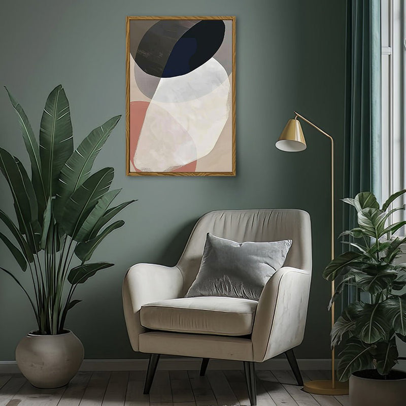 Canvas Wall Art Stretched Over Wooden Frame with Floating Frame and Rocks Abstract Painting CV4215 - Al Rugaib Furniture