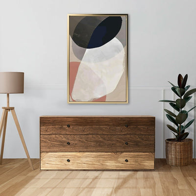 Canvas Wall Art Stretched Over Wooden Frame with Floating Frame and Rocks Abstract Painting CV4215 - Al Rugaib Furniture