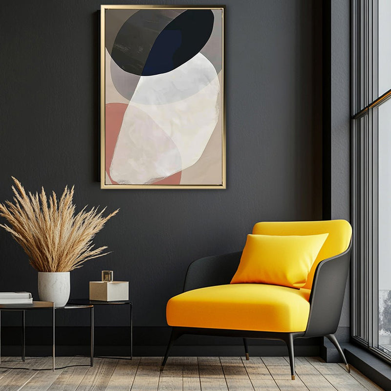 Canvas Wall Art Stretched Over Wooden Frame with Floating Frame and Rocks Abstract Painting CV4215 - Al Rugaib Furniture