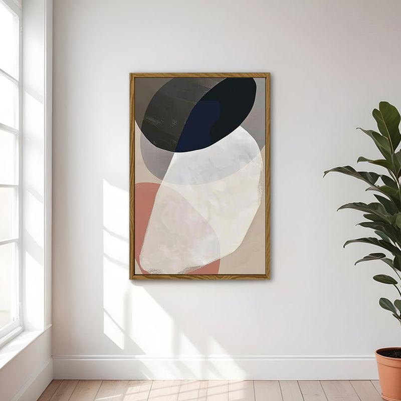 Canvas Wall Art Stretched Over Wooden Frame with Floating Frame and Rocks Abstract Painting CV4215 - Al Rugaib Furniture