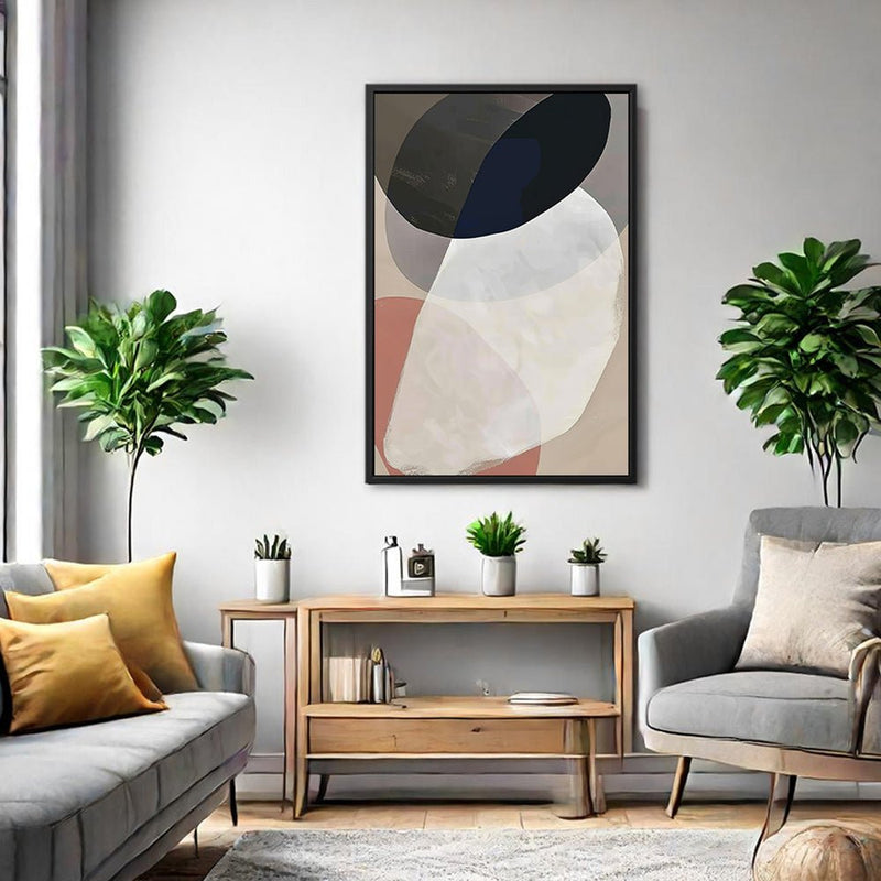 Canvas Wall Art Stretched Over Wooden Frame with Floating Frame and Rocks Abstract Painting CV4215 - Al Rugaib Furniture