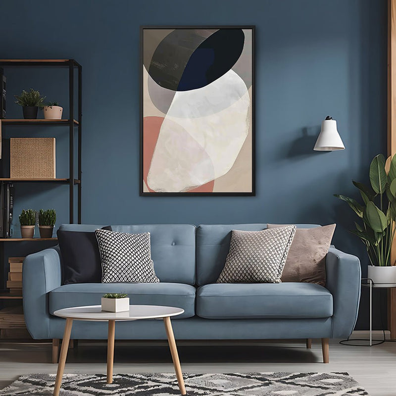 Canvas Wall Art Stretched Over Wooden Frame with Floating Frame and Rocks Abstract Painting CV4215 - Al Rugaib Furniture