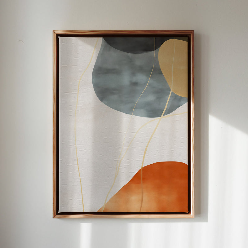 Canvas Wall Art Stretched Over Wooden Frame with Floating Frame and Rocks Abstract Painting CV4216 - Al Rugaib Furniture