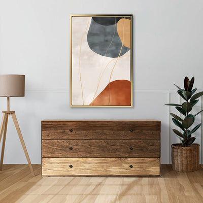 Canvas Wall Art Stretched Over Wooden Frame with Floating Frame and Rocks Abstract Painting CV4216 - Al Rugaib Furniture