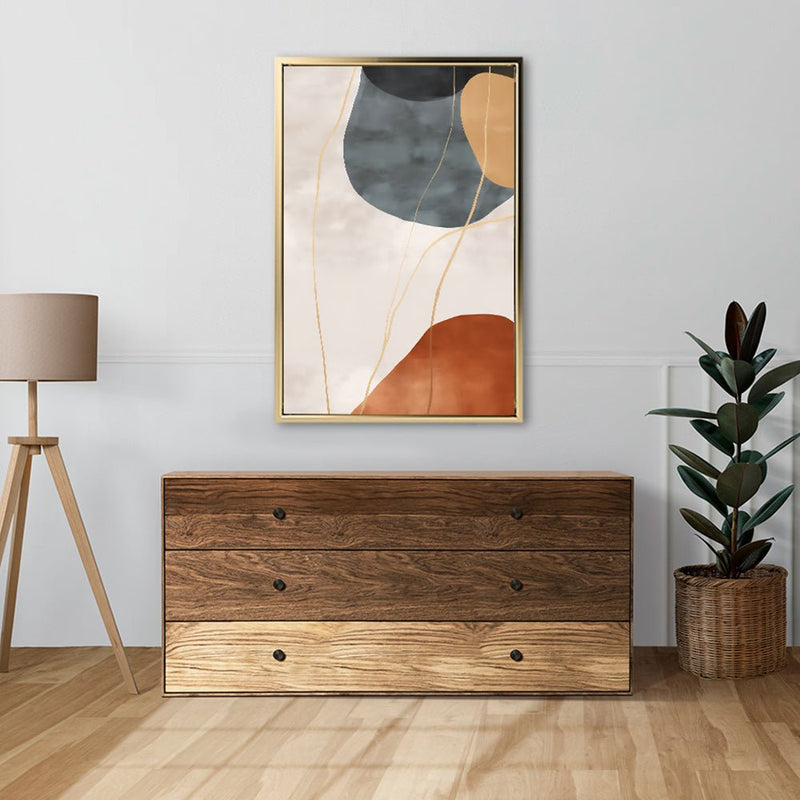 Canvas Wall Art Stretched Over Wooden Frame with Floating Frame and Rocks Abstract Painting CV4216 - Al Rugaib Furniture