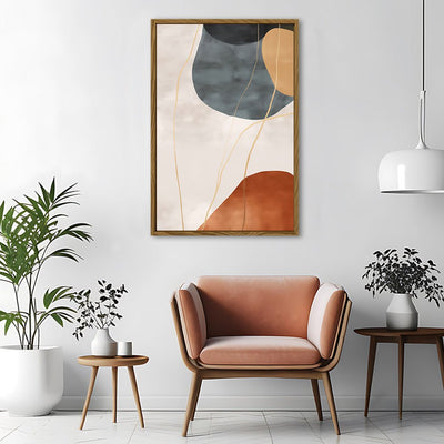 Canvas Wall Art Stretched Over Wooden Frame with Floating Frame and Rocks Abstract Painting CV4216 - Al Rugaib Furniture